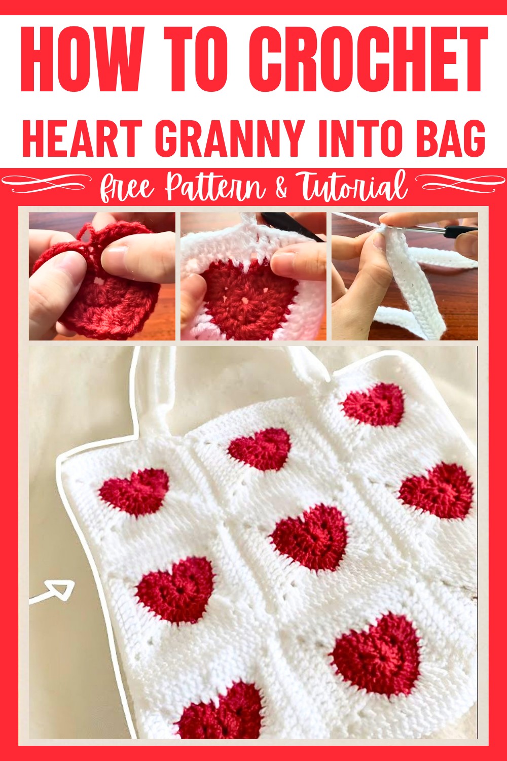 turn heart granny squares into a cute bag