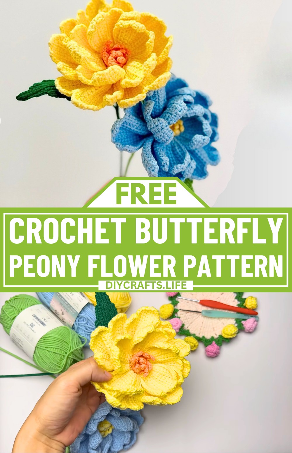 Crochet Butterfly Peony Flower | Easy Tutorial for Beautiful Floral Decor