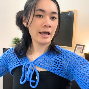 Crochet Mesh Shrug With Tie Simple Long or Short Sleeve Design