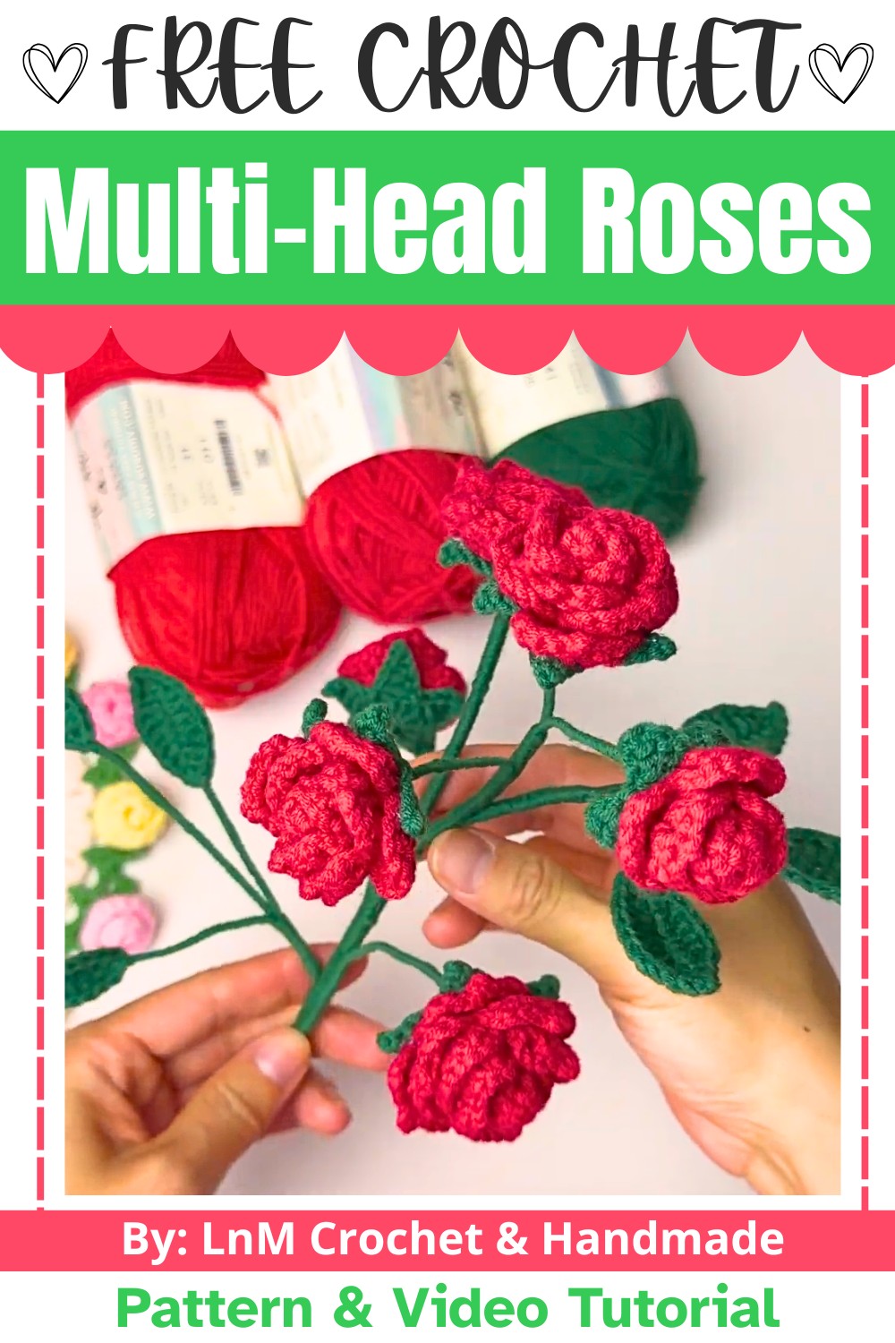 Crochet Multi-Head Roses with Flowers & Leaves Tutorial