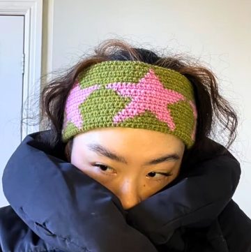 Crochet Starry Sweatband with Seamless Star Design