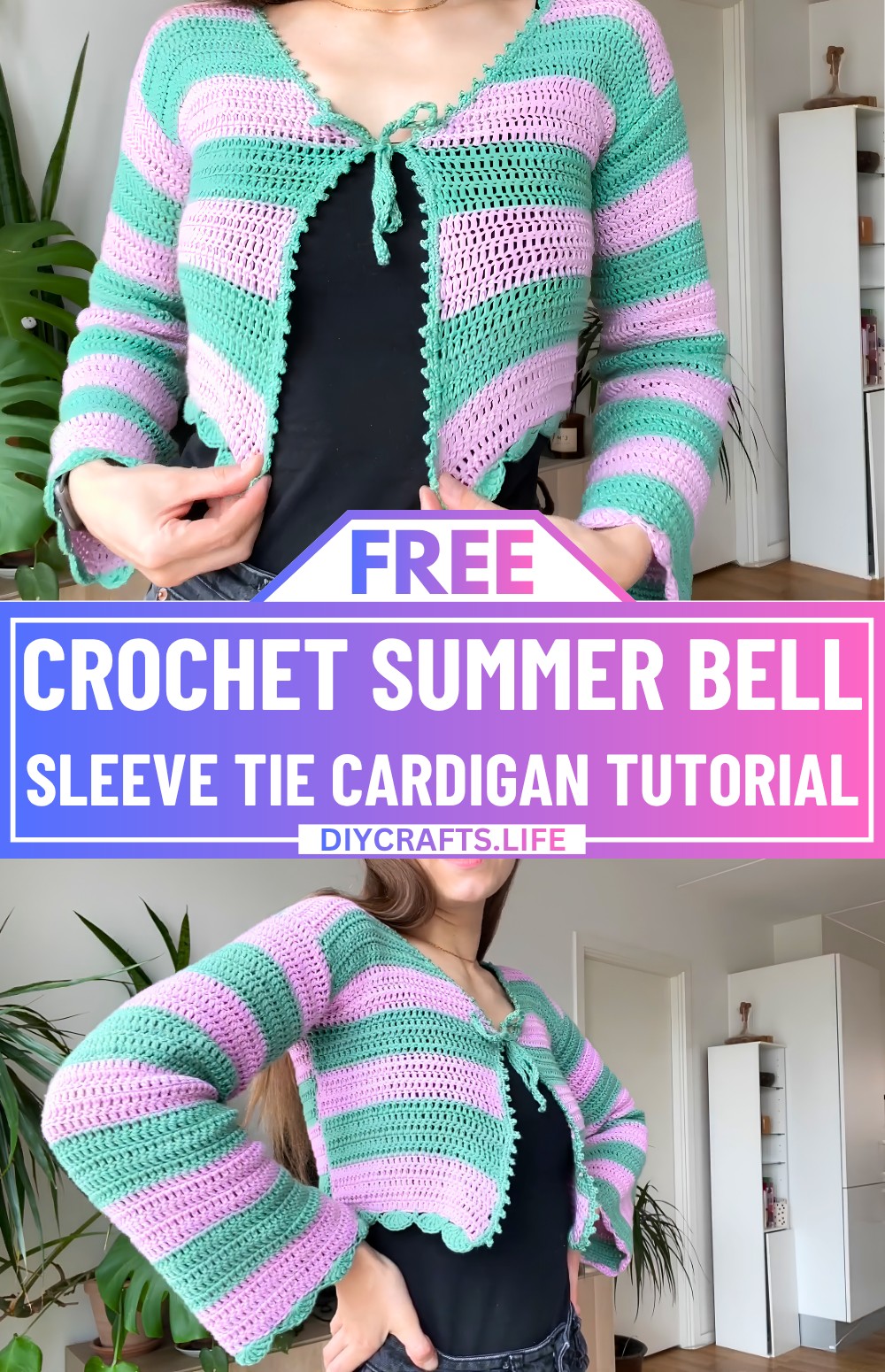 Crochet Summer Bell Sleeve Tie Cardigan Tutorial