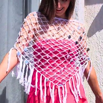 Crochet a Lightweight Poncho with Solomon’s Knot & Sequins