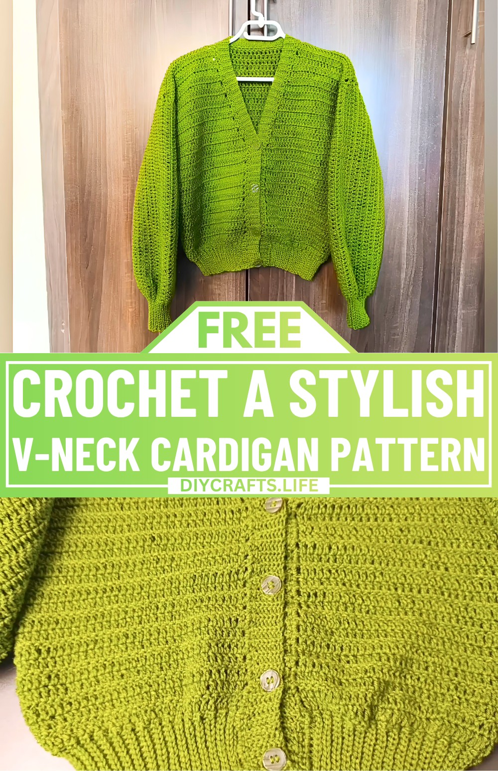 Crochet a Stylish V-Neck Cardigan Pattern With Buttons