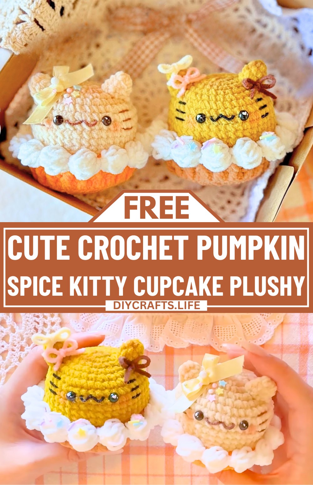 Cute Crochet Pumpkin Spice Kitty Cupcake Plushy Tutorial