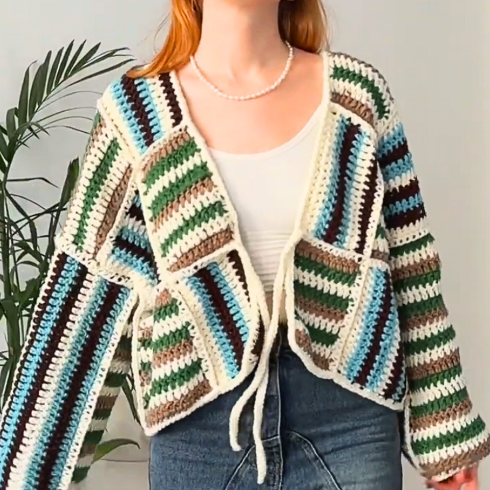 Easy Crochet Cardigan with Squares Tutorial