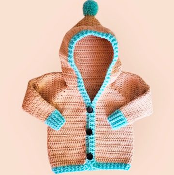 Easy Crochet Hooded Toddler Cardigan with Pom-Pom