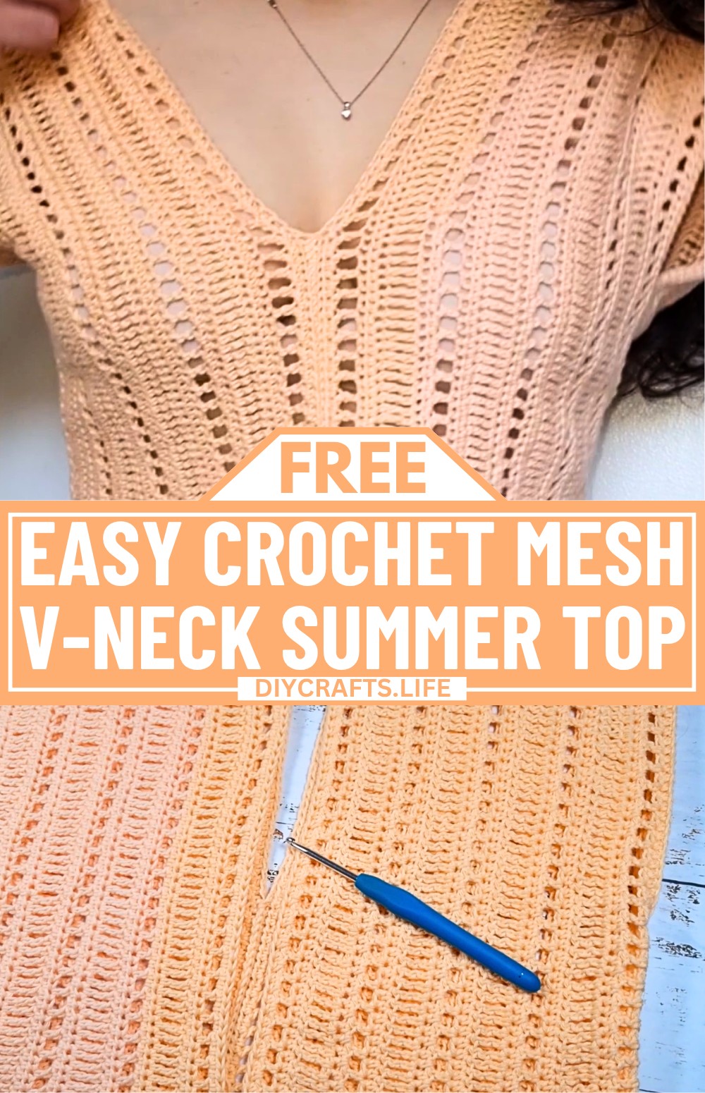 Easy Crochet Mesh V-Neck Summer Top - Lightweight Tutorial