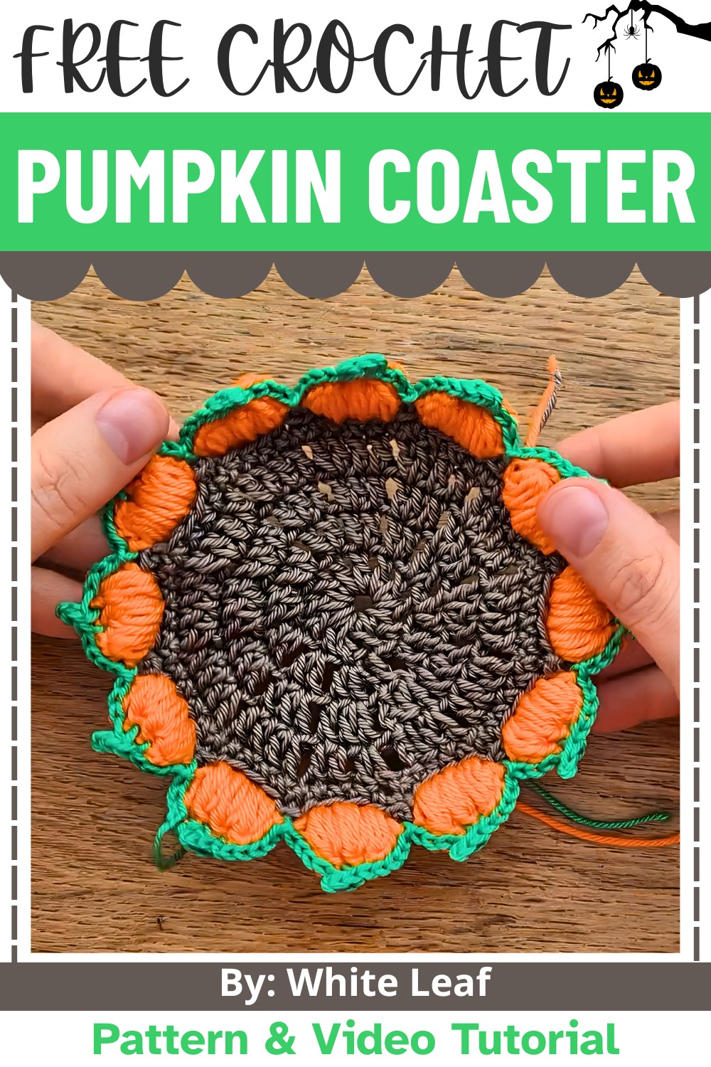 Easy Crochet Pumpkin Coaster Pattern For Fall Decoration