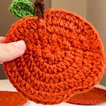 Easy Crochet Pumpkin Coaster With Simple Pattern