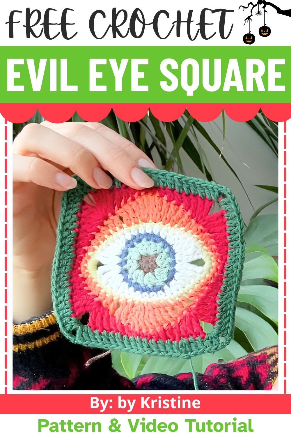 Evil Eye Crochet Granny Square Pattern With Colorful and Fun Design