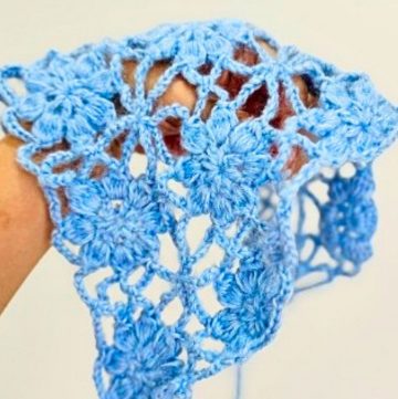 Floral Triangle Crochet Scarf Made with Granny Squares