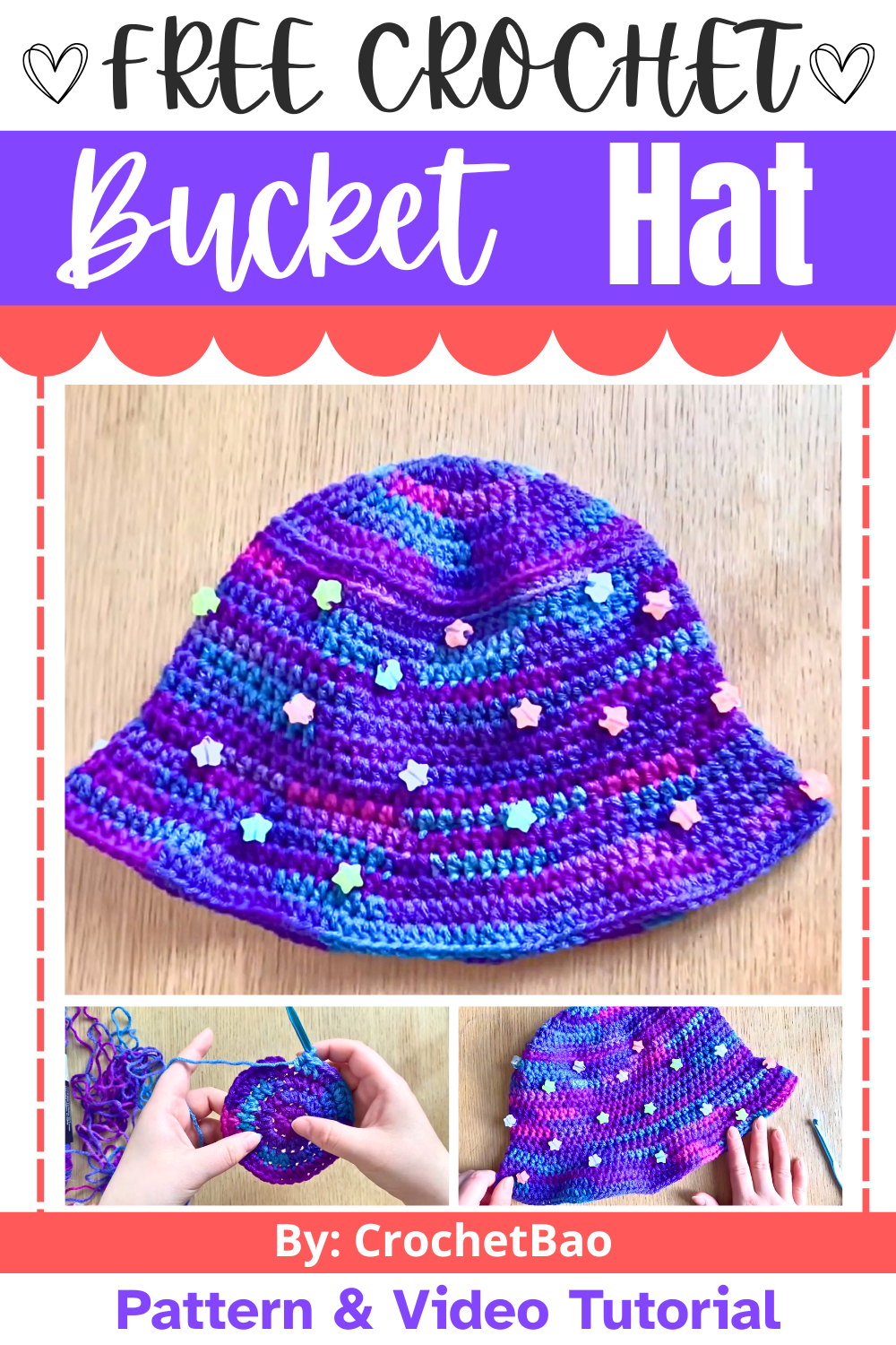 Galaxy-Themed Crochet Bucket Hat with Glow-in-the-Dark Stars