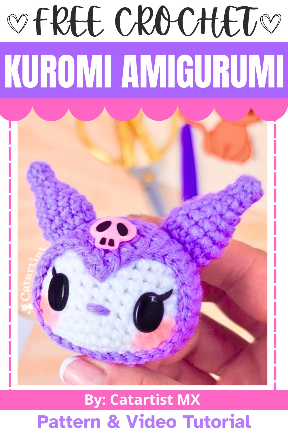 How to Crochet a Kuromi Amigurumi Keychain - Easy Tutorial