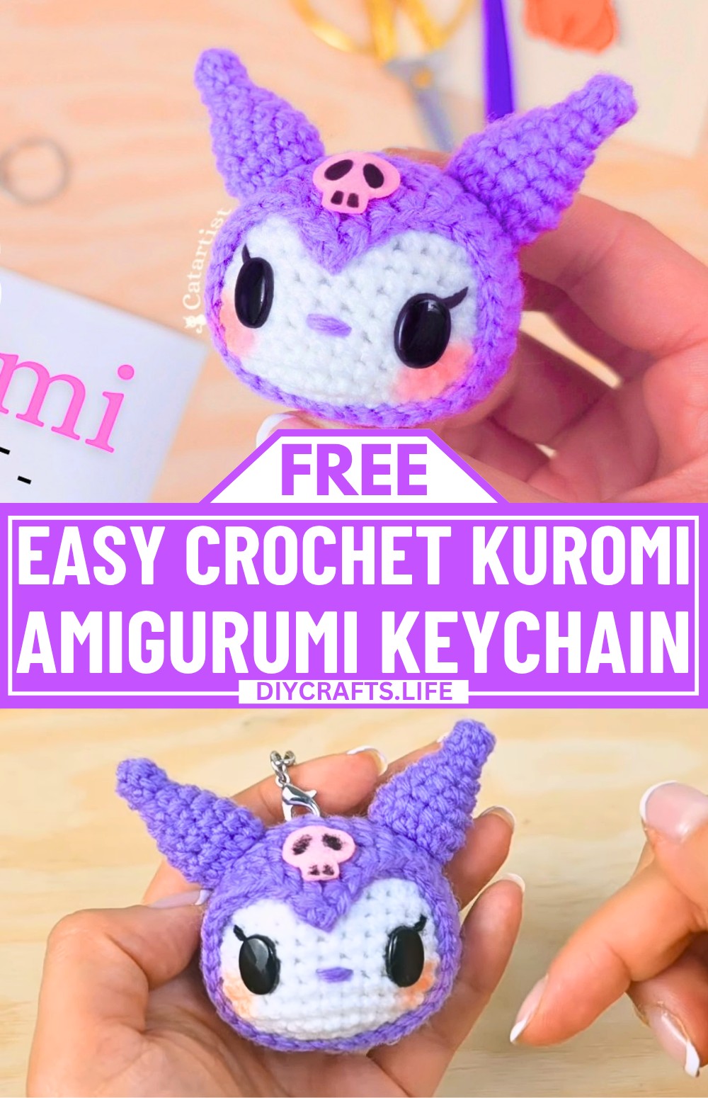 How to Crochet a Kuromi Amigurumi Keychain - Easy Tutorial