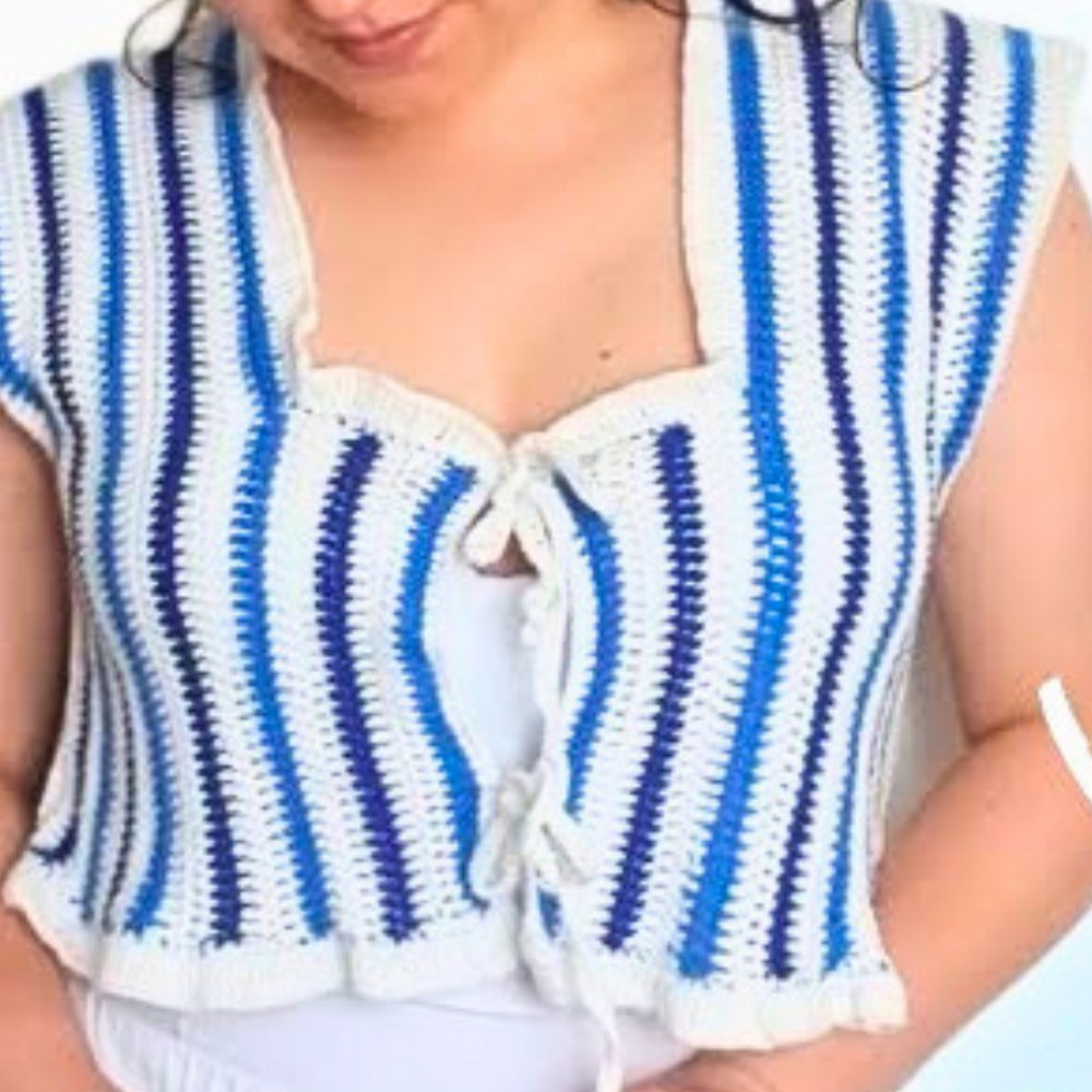 Learn to Crochet a Stylish Front-Tie Vest with Step-by-Step Instructions
