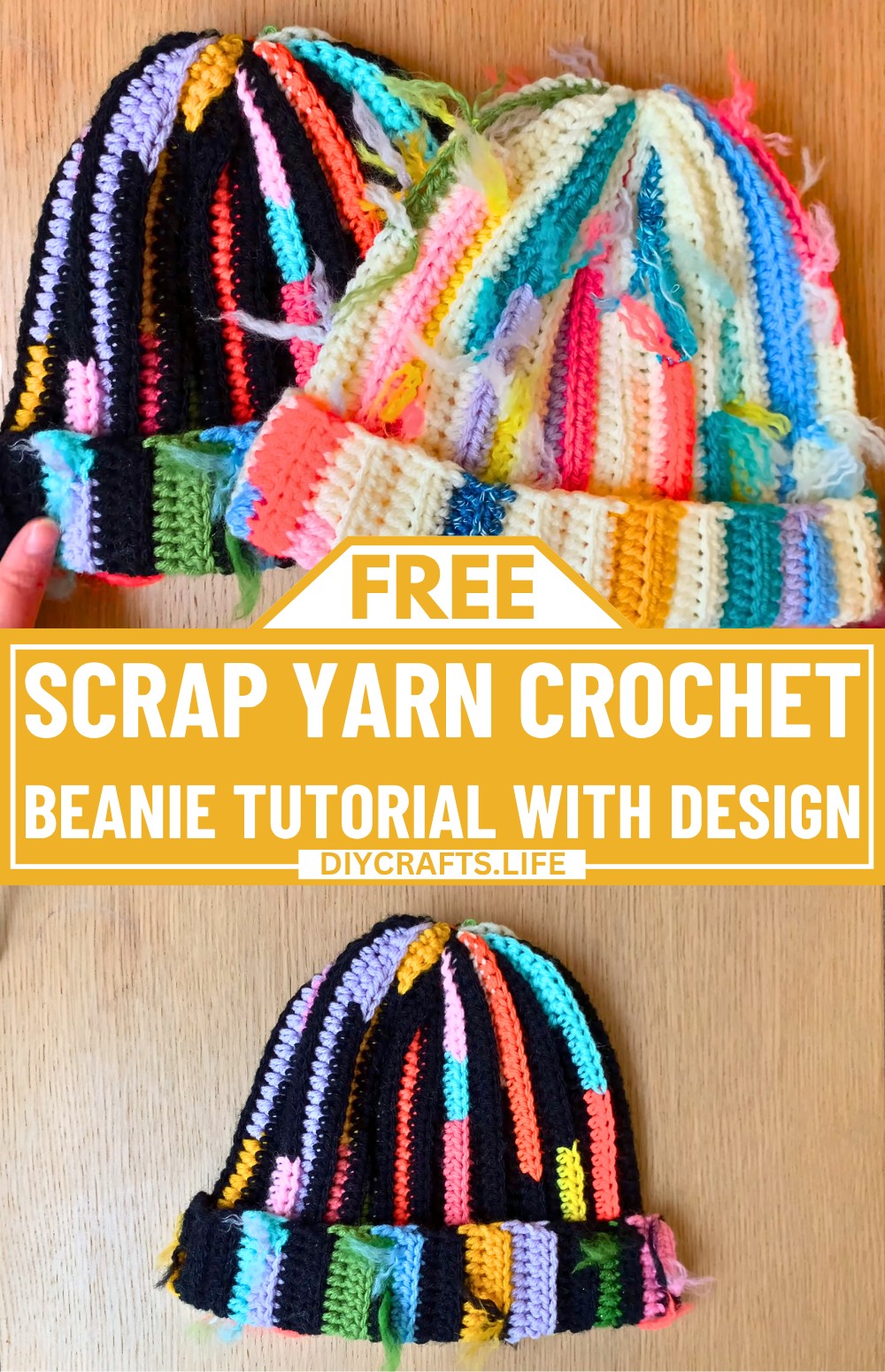 Scrap Yarn Crochet Beanie Tutorial With Quick Design