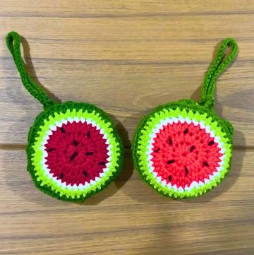 Watermelon Crochet Pouch Bag with Mesh for Food Takeouts