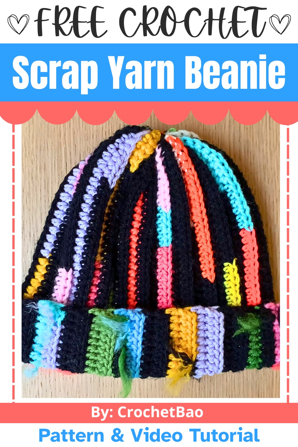 Scrap Yarn Crochet Beanie Tutorial With Quick Design