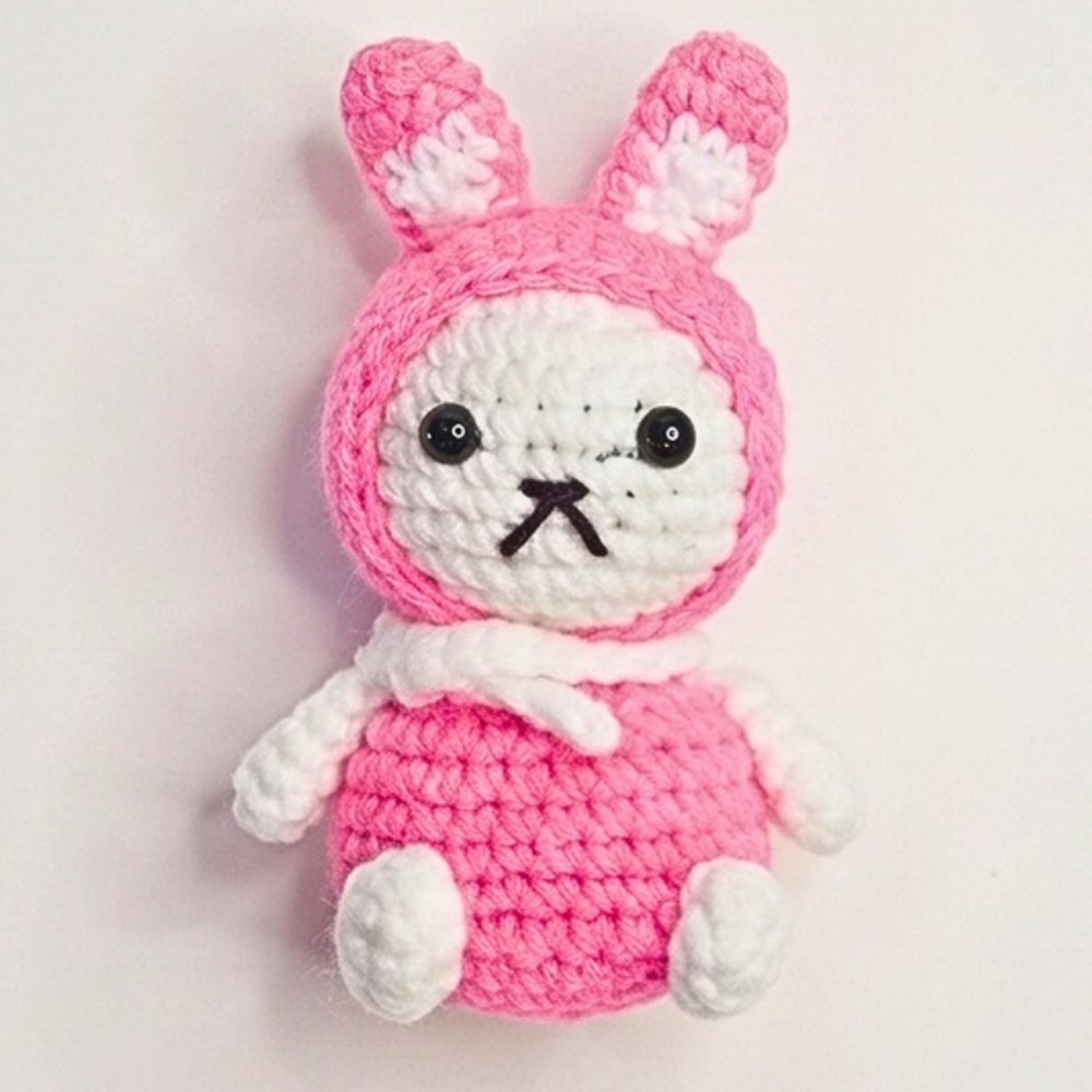 Two Color Crochet Stitch Patterns Cute Crochet Bunny Keychain Amigurumi Pattern - DIY Crafts